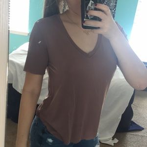 PACSUN Mauve V-Neck Shirt